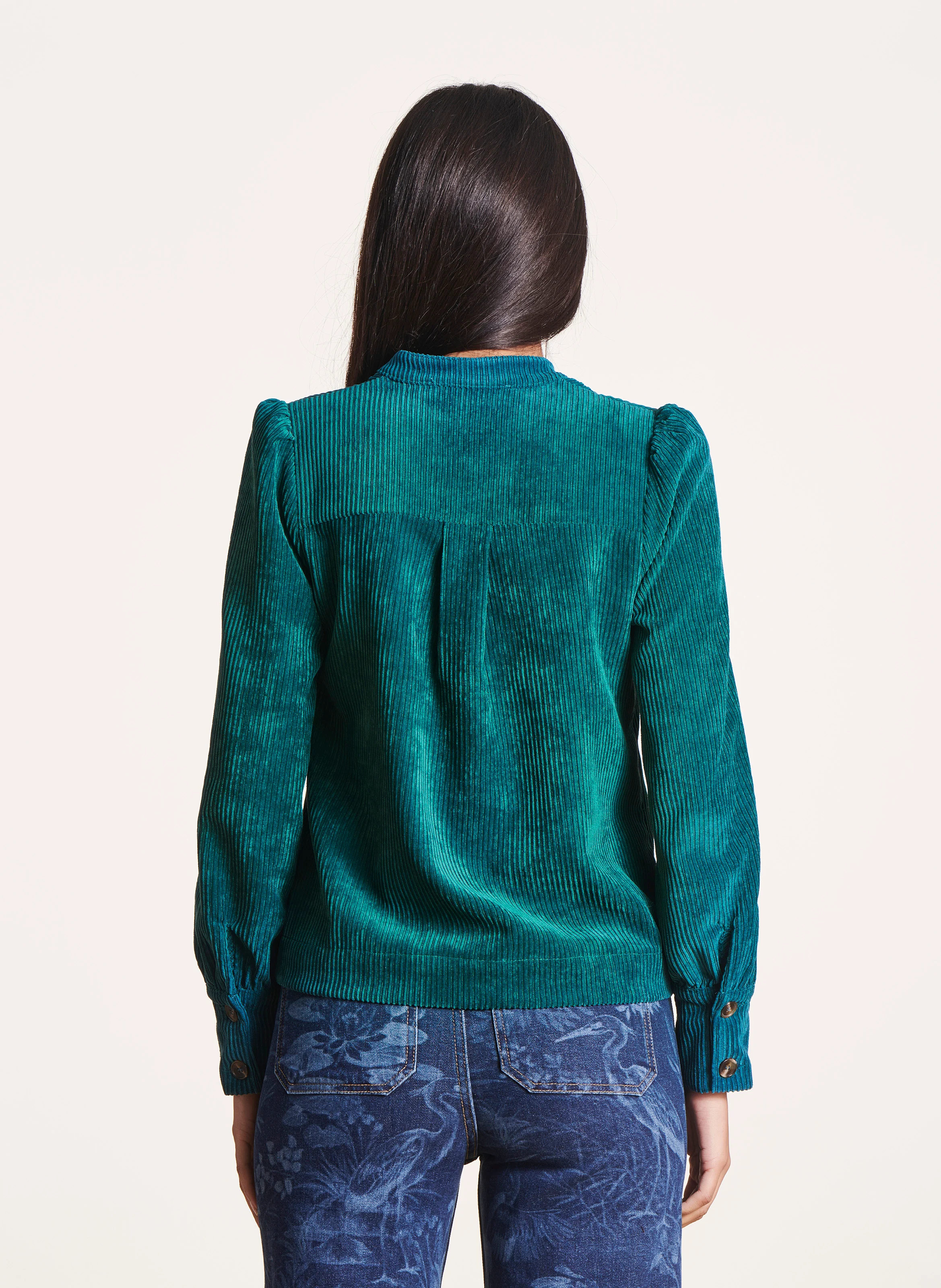 Chemise col tunisien| Bleu