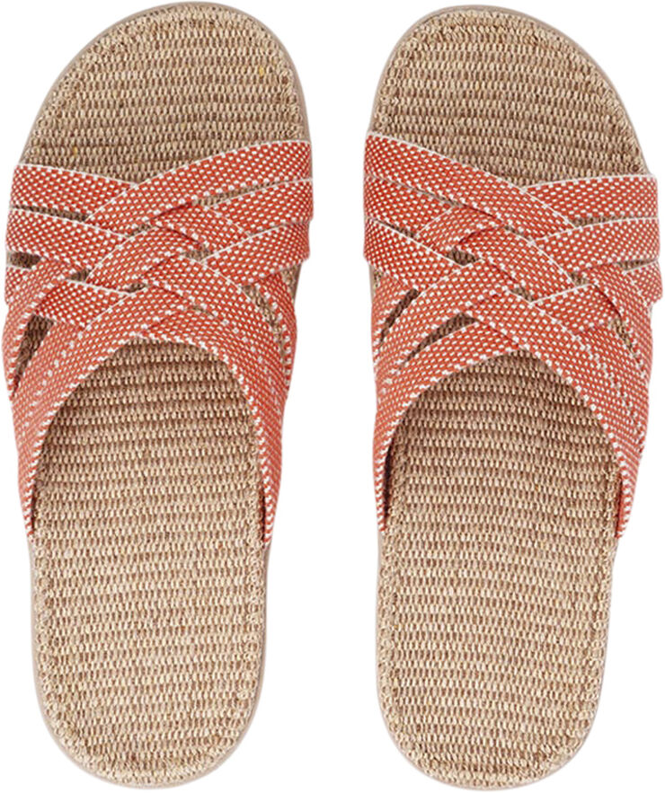 Lovelies Matara - Triple cross sandal w/ jute sole Mandarin red