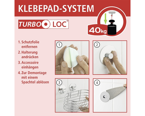 Wenko Turbo-Loc Premium keukenrolhouder + adapter, zilver/bamboe