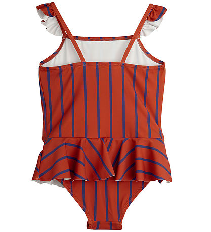 Mini Rodini Badeanzug - UV50+ - Stripe - Rostrot/Blau