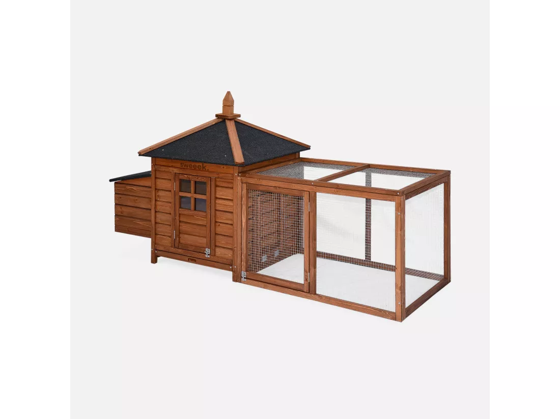 Poulailler en bois JAVA. 4 poules. cage à poule avec enclos
