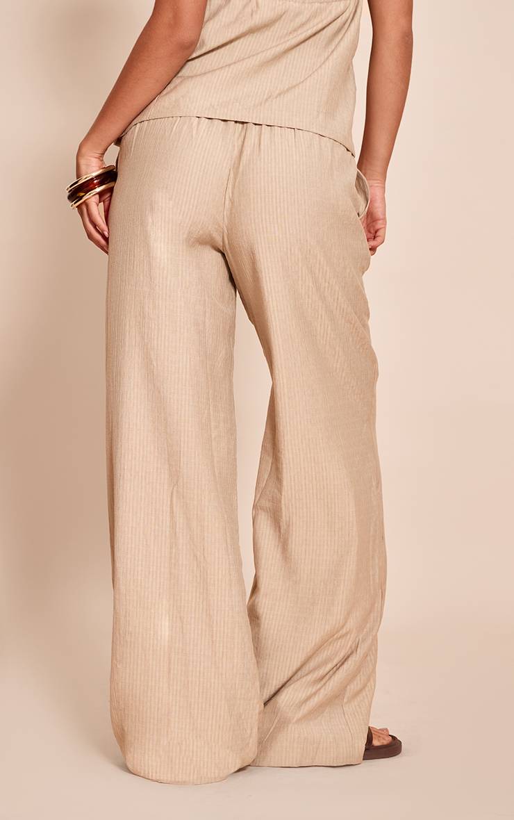 Gris Pierre Ensemble Coordonné Pantalon Large À Rayures Tissé Avec Cordon De Serrage