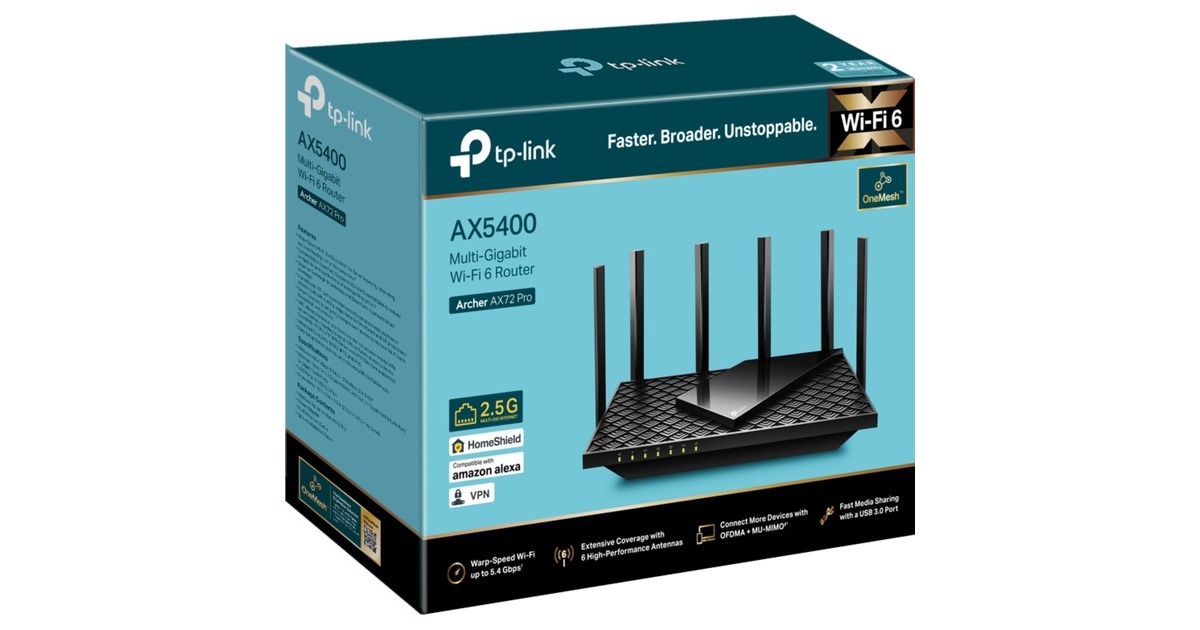 TP-LinkArcher AX72 Pro mesh router  (Zwart, USB 3.0)
