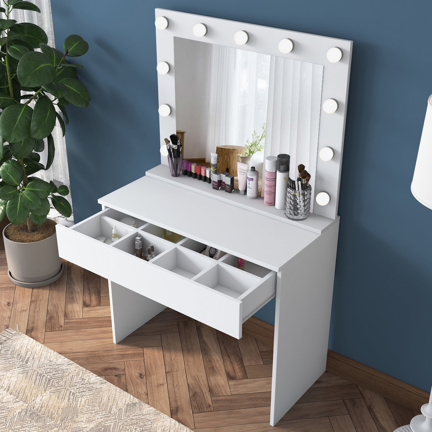 Giga Meubel - Kaptafel - Wit - 90cm - Incl. Spiegel - Bengisu