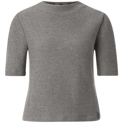 Damen-Strickshirt Halbarm, Graumelange