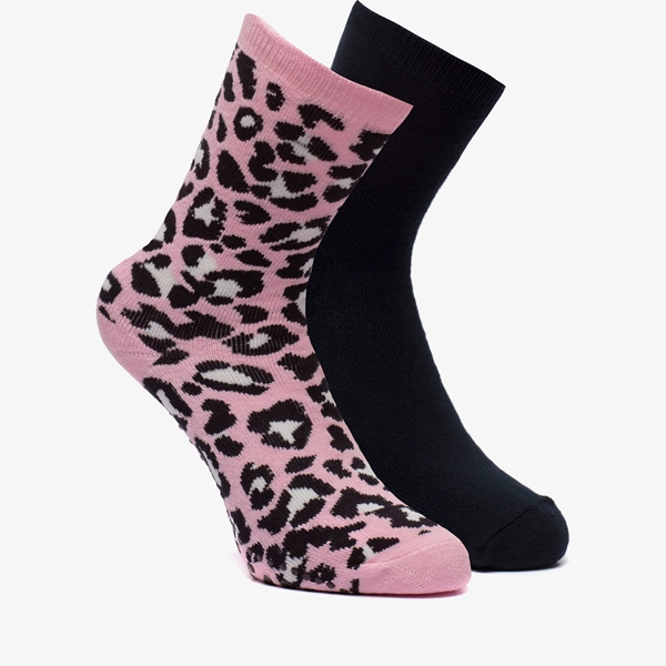 2 paar antislip sokken met luipaardprint