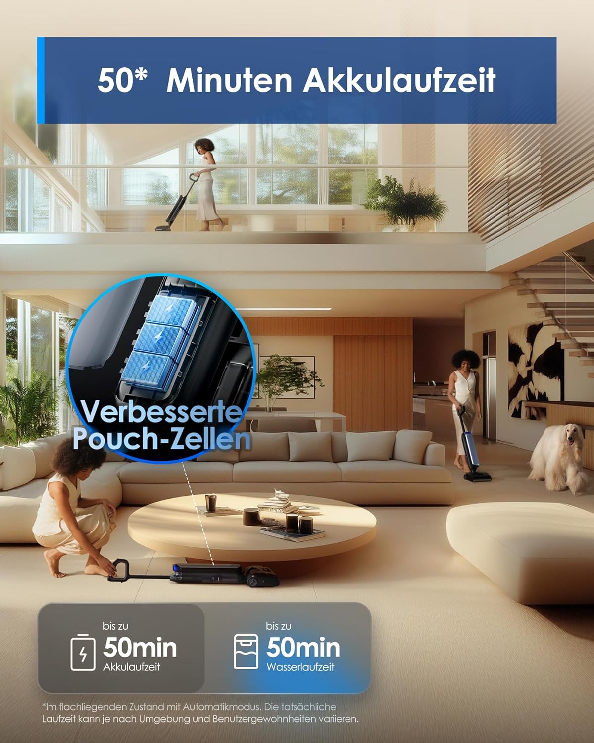 Tineco Floor One S9 Artist Stilvoller Nass Trockensauger, 22kPa Nasssauger, 360° SmoothDrive, Anti-Tangle, 85°C Flashdry-Selbstreinige, 50min Laufzeit, Beidseitige Reinigung, 180° Lay-Flat Staubsauger