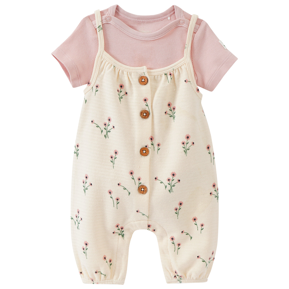 Topomini Pure Collection Newborn Strampler und Kurzarmbody im Set creme / puderrosa