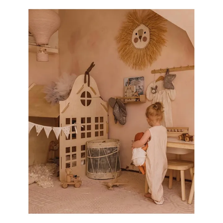 Ila y Ela Lion en raphia à accrocher | Beige