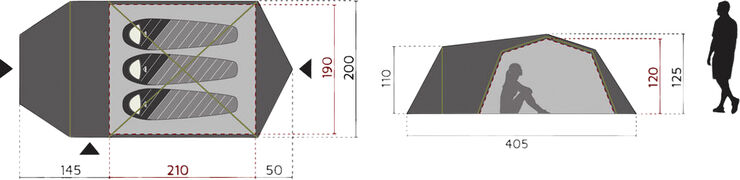 MCKINLEY Vega 40. 3 SW, kuppeltelt med to rum Sort