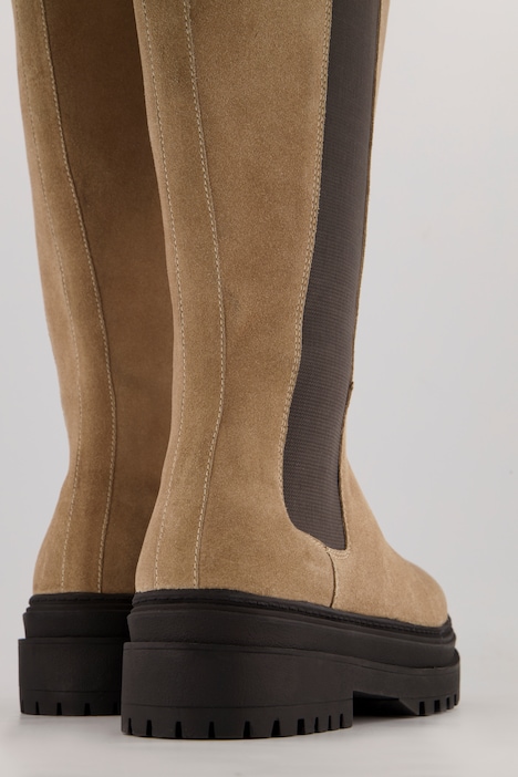 Suede-Stiefel, 3XL-Schaft, Chelsea-Einsatz, Weite H