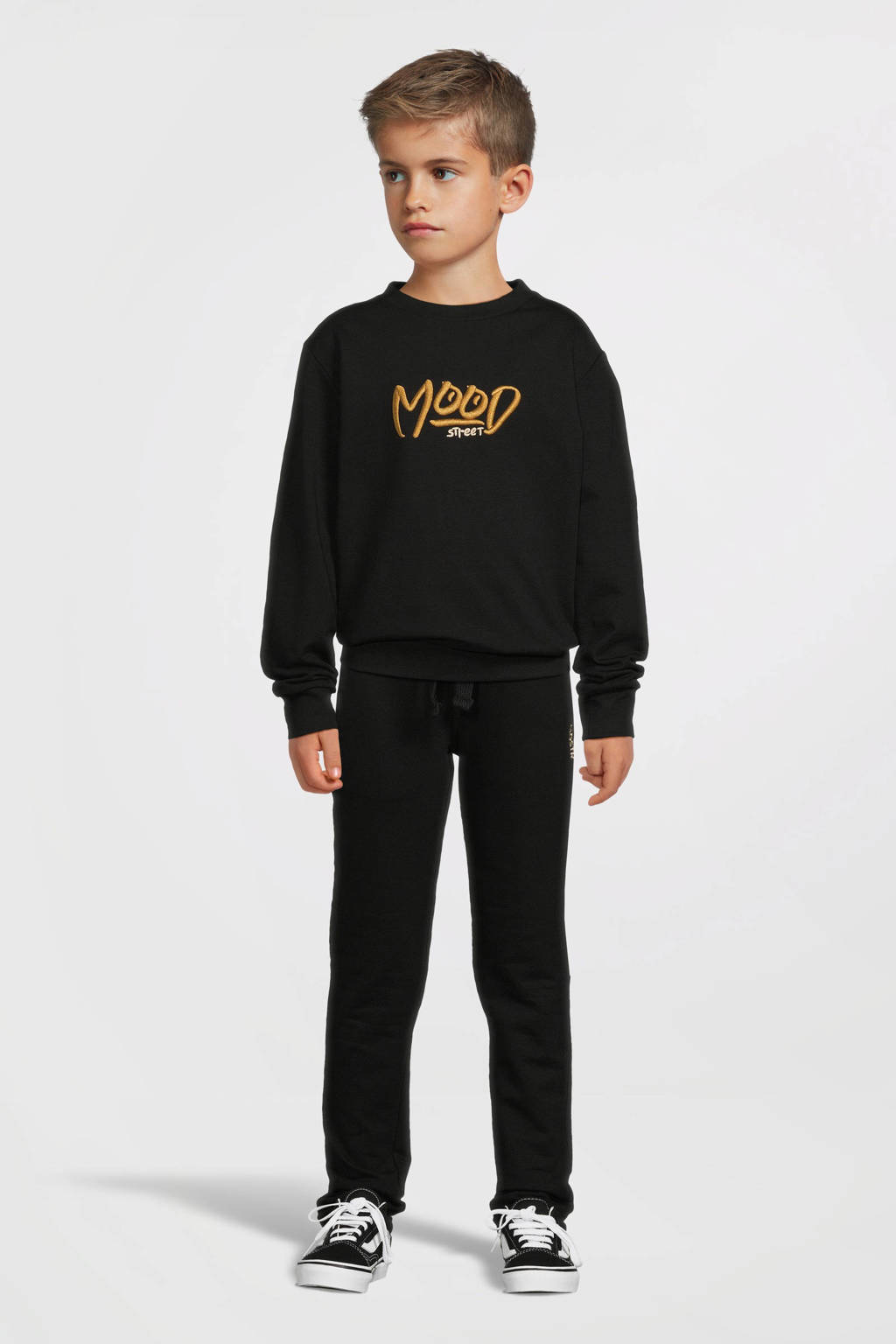 Moodstreet gebreide sweater Sev met printopdruk zwart