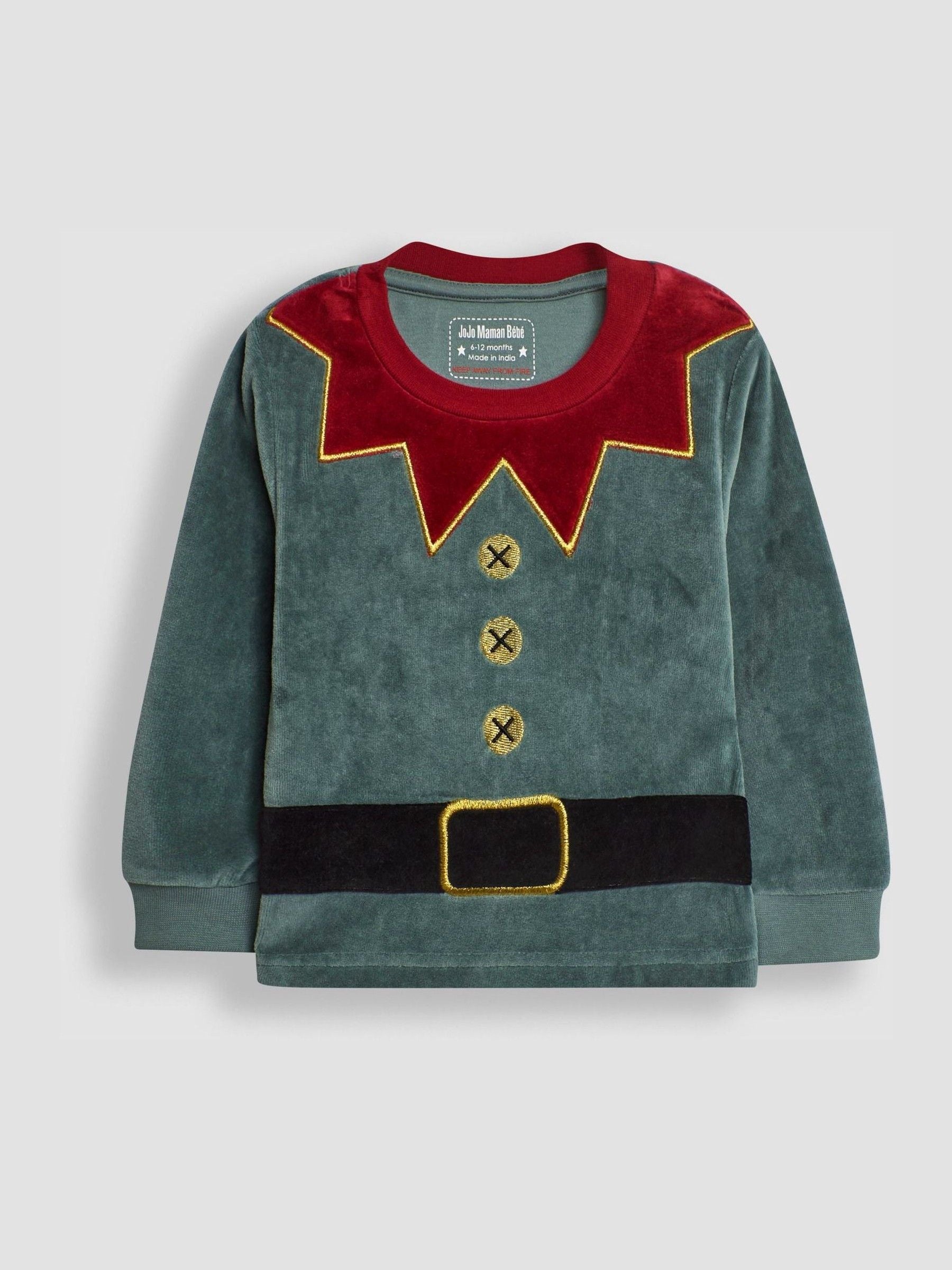 JoJo Maman Bébé - Jersey kerstpyjama met elf