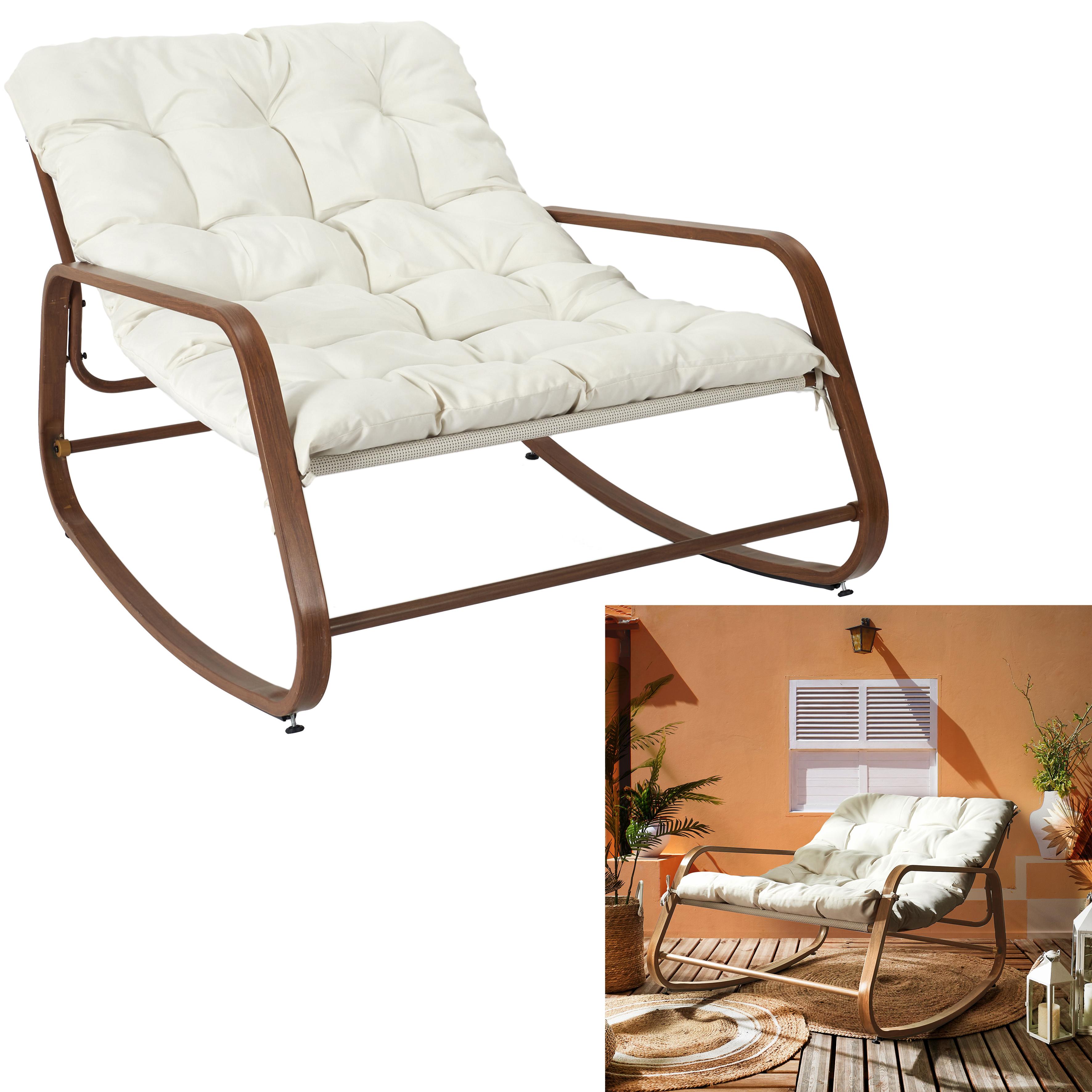 FAUTEUIL BASCULE MIAMI IMITATION BOIS 92X69X130CM
