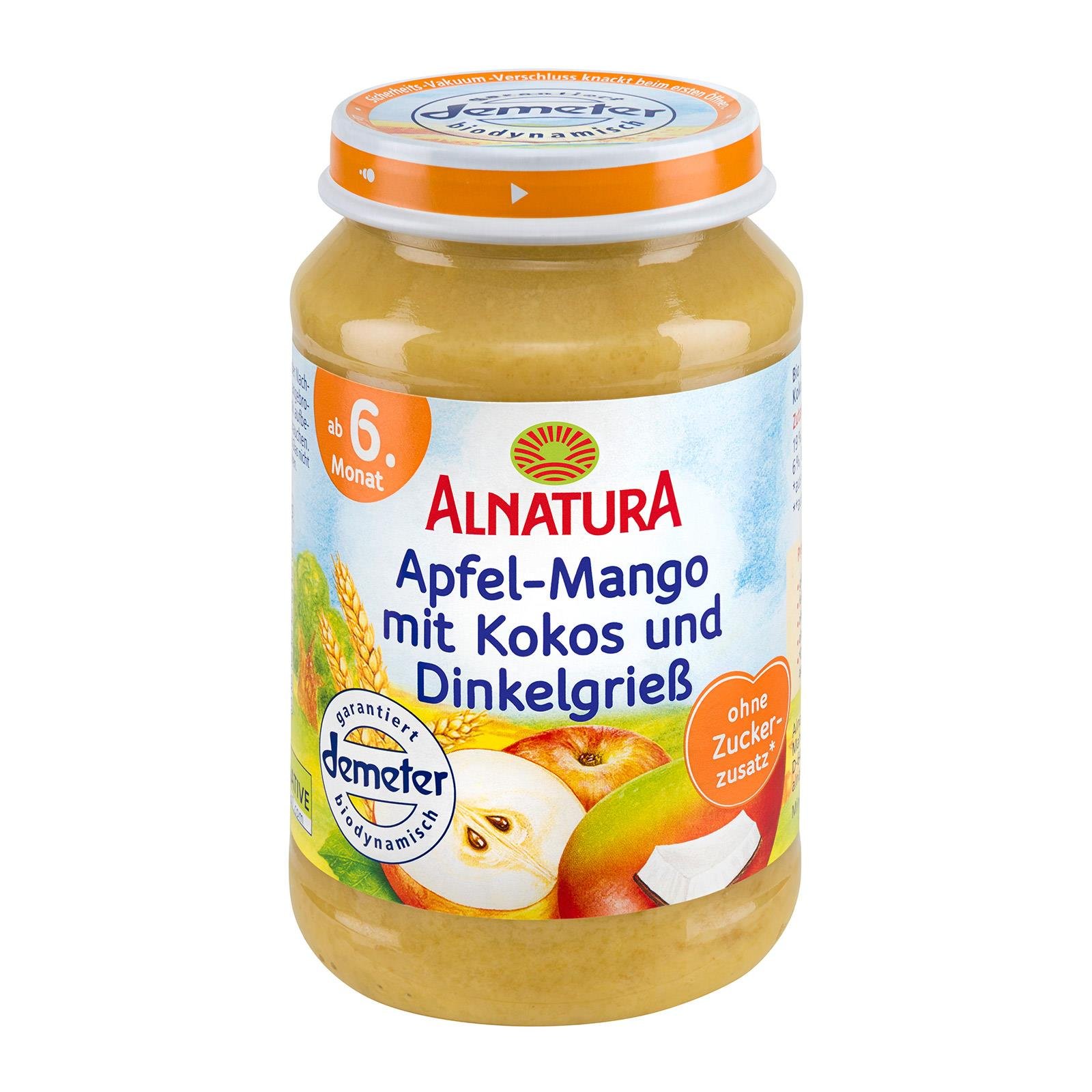 Alnatura Apfel-Mango-Kokos und Dinkelgrieß