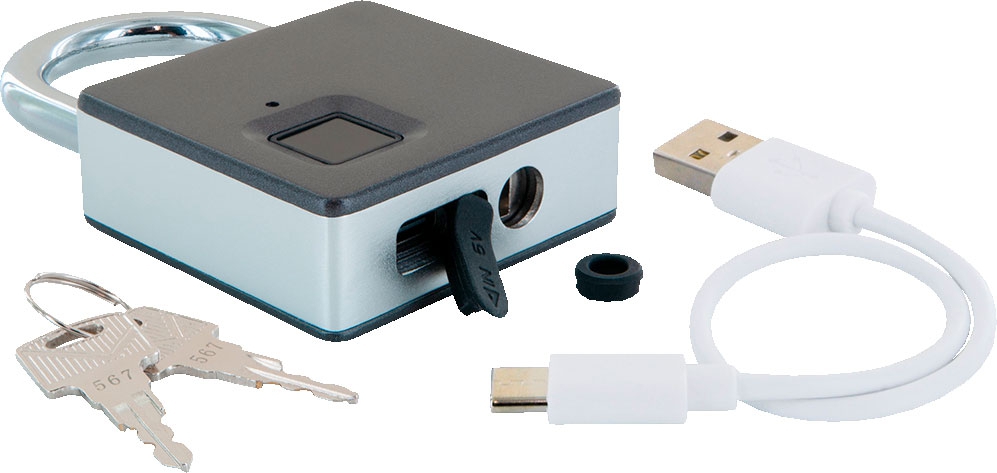 Schwaiger Bügelschloss mit Fingerabdrucksensor & Notfallschlüssel