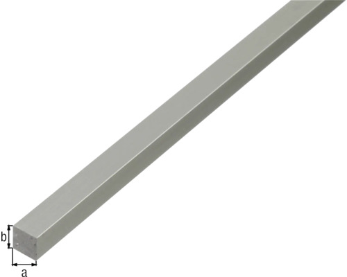 Vierkante aluminium staaf, zilver geanodiseerd, 16x16 mm, 1 m