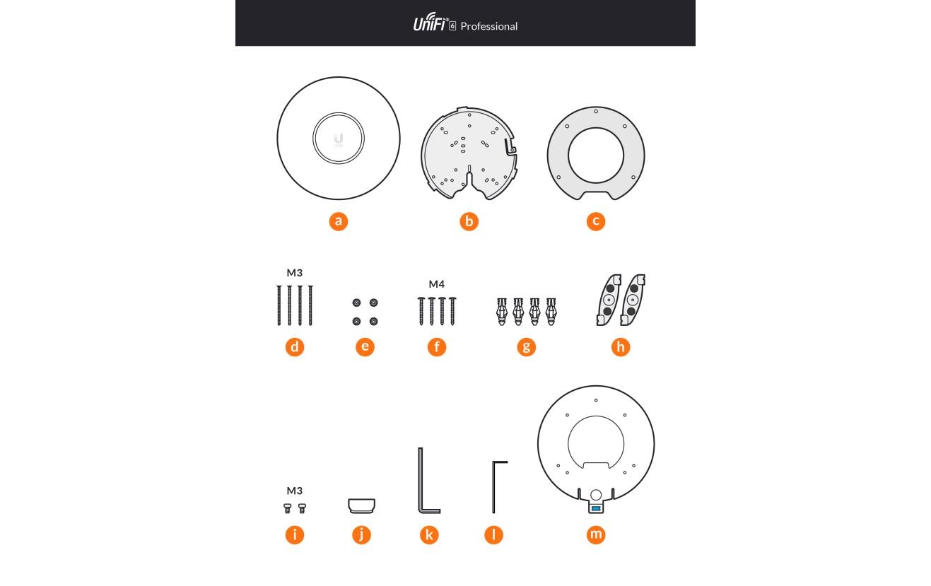 Access Point UniFi 6 Professional U6-PRO<br>Dualband-WiFi 6-Zugangspunkt für den Innenbereich, der mit einer Gesamtdurchsatzrate von 5.3 Gbps über 300 Clients unterstützen kann