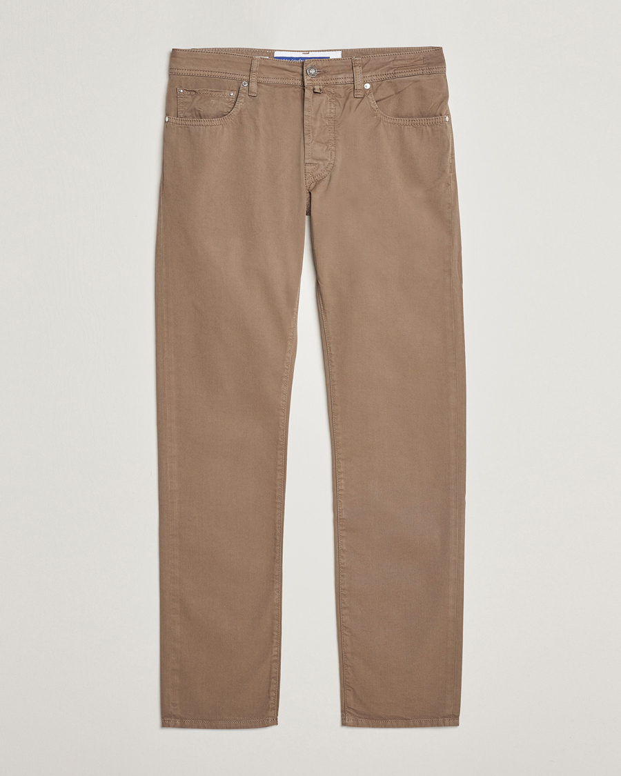 Jacob Cohën Bard Garment Dyed Gabardine Trousers Khaki