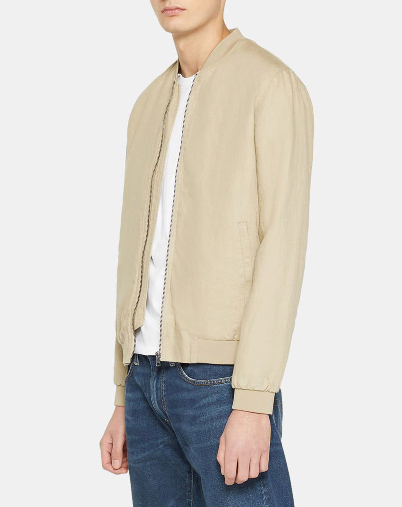 Galeries Lafayette Blouson bombers 100% Lin Poulin beige