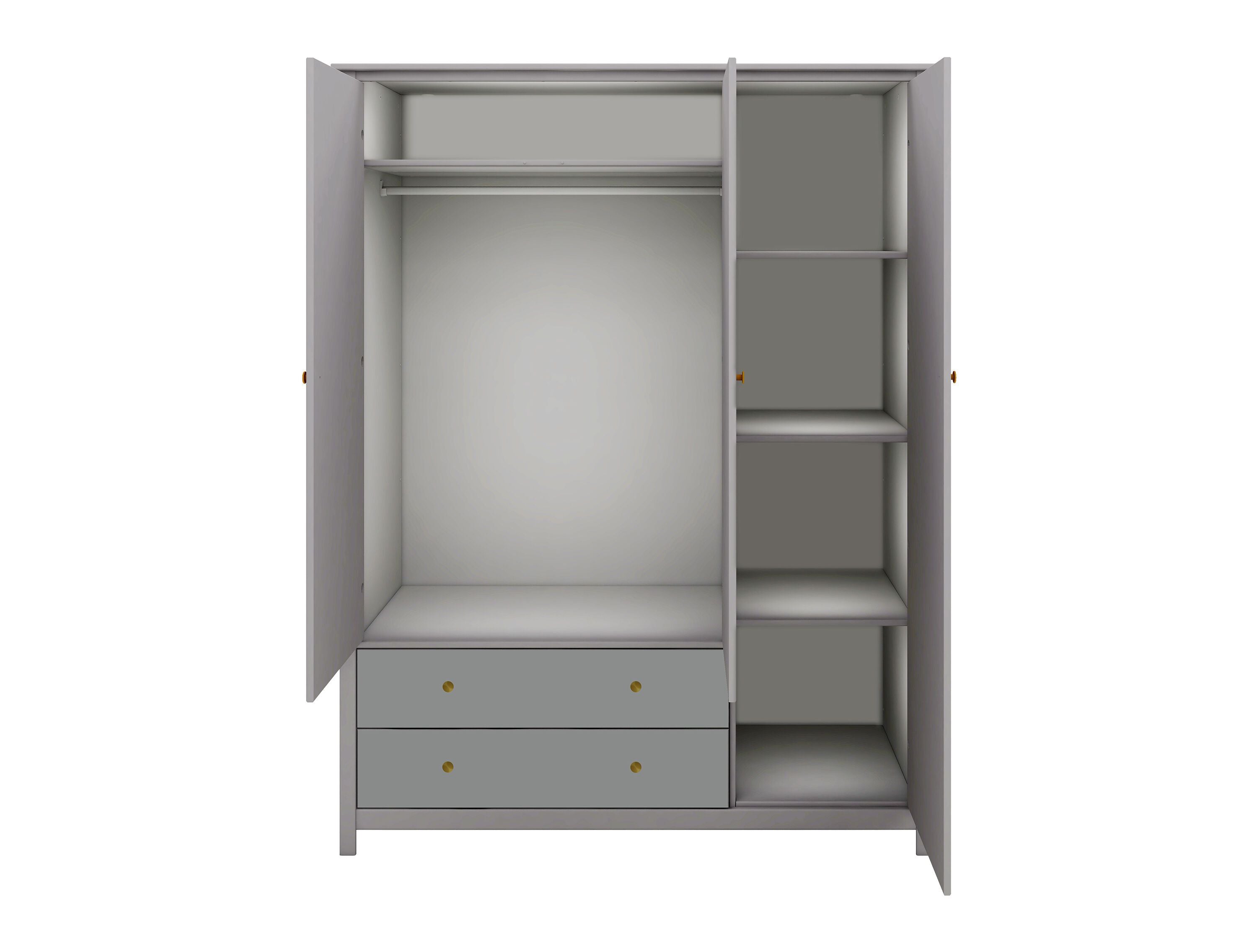 LUNA Schrank 3 türig grau - Grau / B: 145.8 cm x T: 55.0 cm x H: 190.0 cm