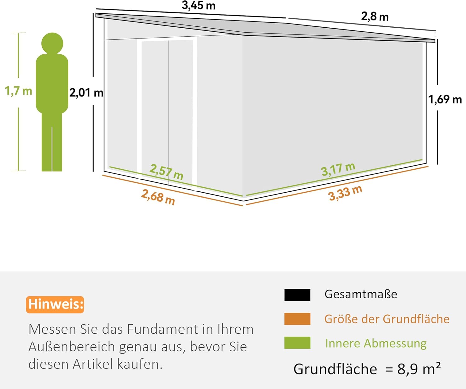 Outsunny Metall Gerätehaus 280x345x201cm 19,4m³ Gartenhaus mit Pultdach Schiebetür wetterfest Geräteschuppen Schuppen Outdoor Schrank für Außenbereich Hinterhof Anthrazit Garten, Grau