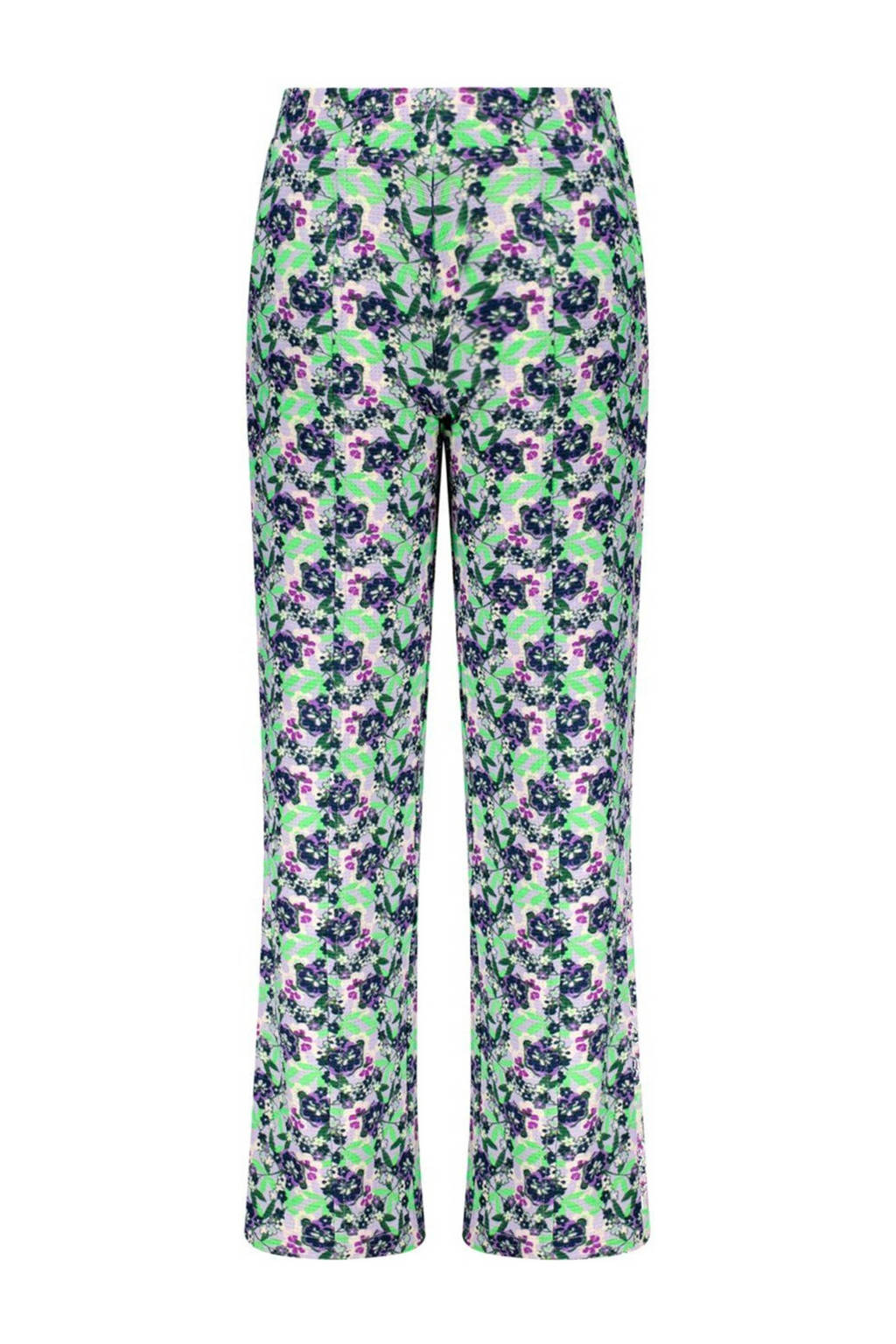 B.Nosy gebloemde straight fit broek Vieve lichtgroen/donkerblauw/paars