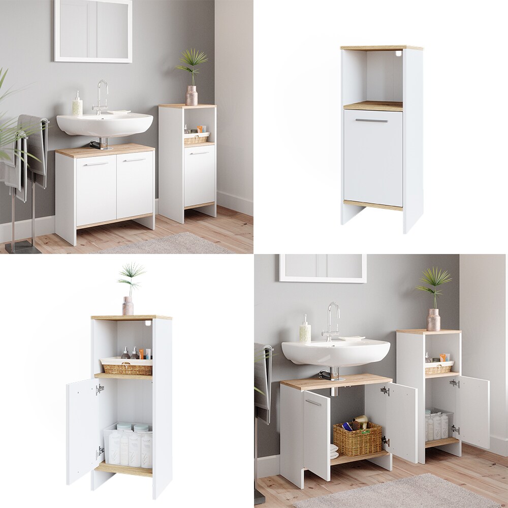 Vicco Midischrank Badschrank Badezimmerschrank Elvio Weiß Sonoma Fächer Ablage