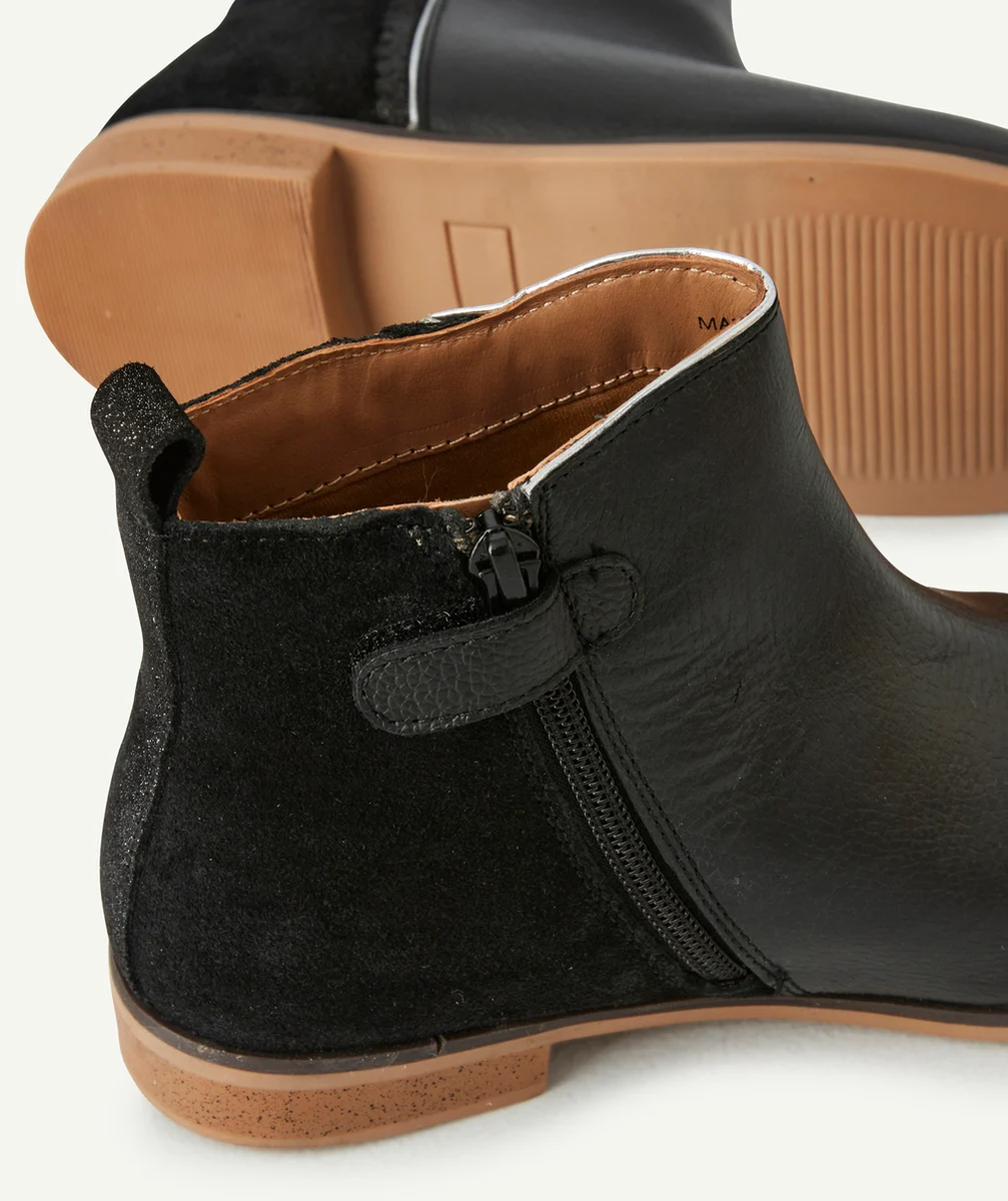 BOTTINES FILLE EN CUIR NOIR
