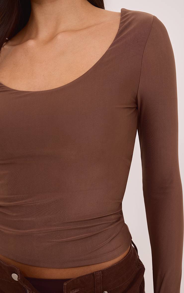 Espresso Haut À Manches Longues En Polyamide À Encolure Dégagée
