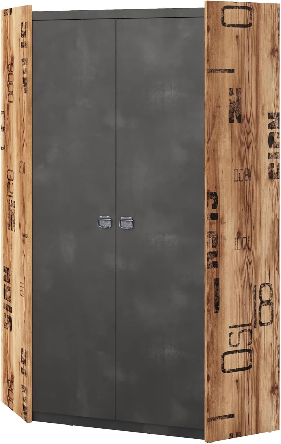 Generisch Jugendzimmer Set Fargo, Mehrfarbig, 90x200cm Bett ohne Matratze, Modern, Montage erforderlich, Rechteckig, Wandmontage, 5-teilig mit Schreibtisch, Eckschrank und Nachtschrank