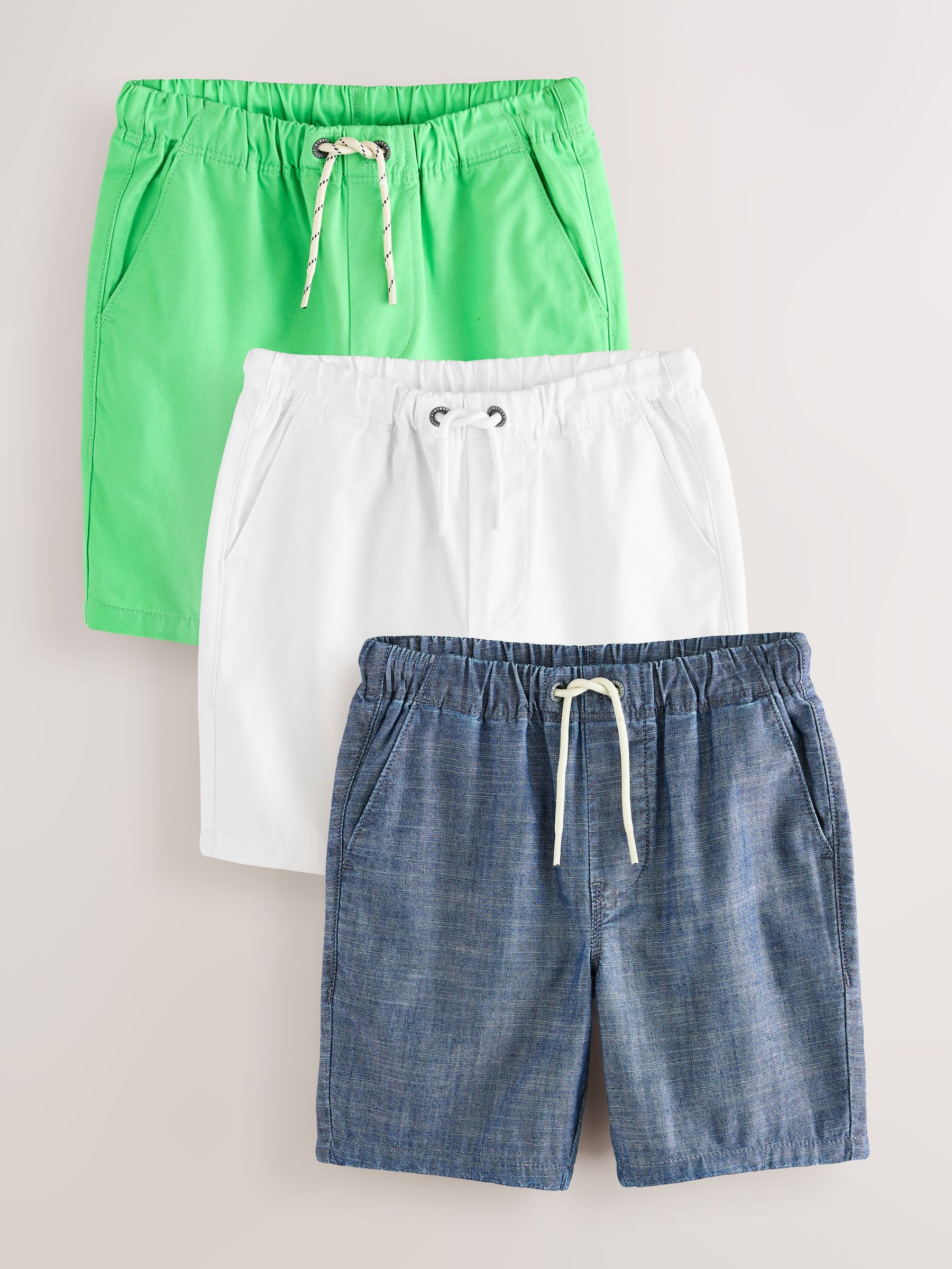 Groen/blauw - Verpakking van 3 shorts met elastische taille (3-16 jr)