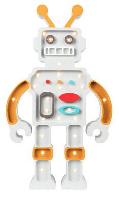 Little Lights Lampe Robot, Metallisk Grå