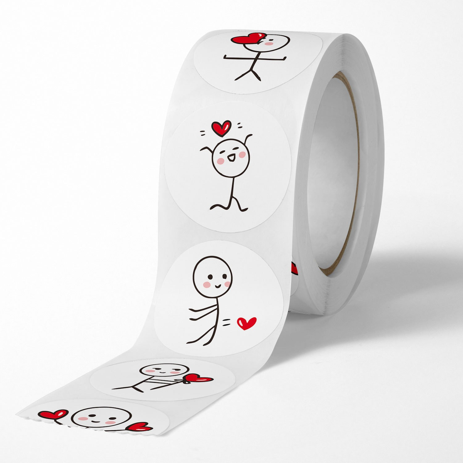(1 Rolle à 500Stk.) Ø25mm Cartoon Aufkleber Love DIY Sticker Selbstklebende Etiketten - Strichmännchen