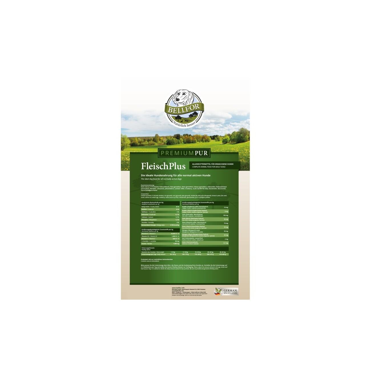 Bellfor Hundefutter mit hohem fleischanteil - PREMIUM PUR FleischPlus - 2,5 kg