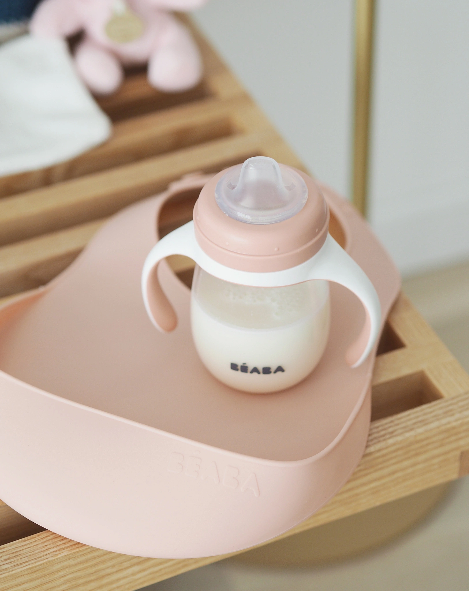 Silikon-Lätzchen LITTLE CRUMP mit Auffangschale 2er-Set in old pink