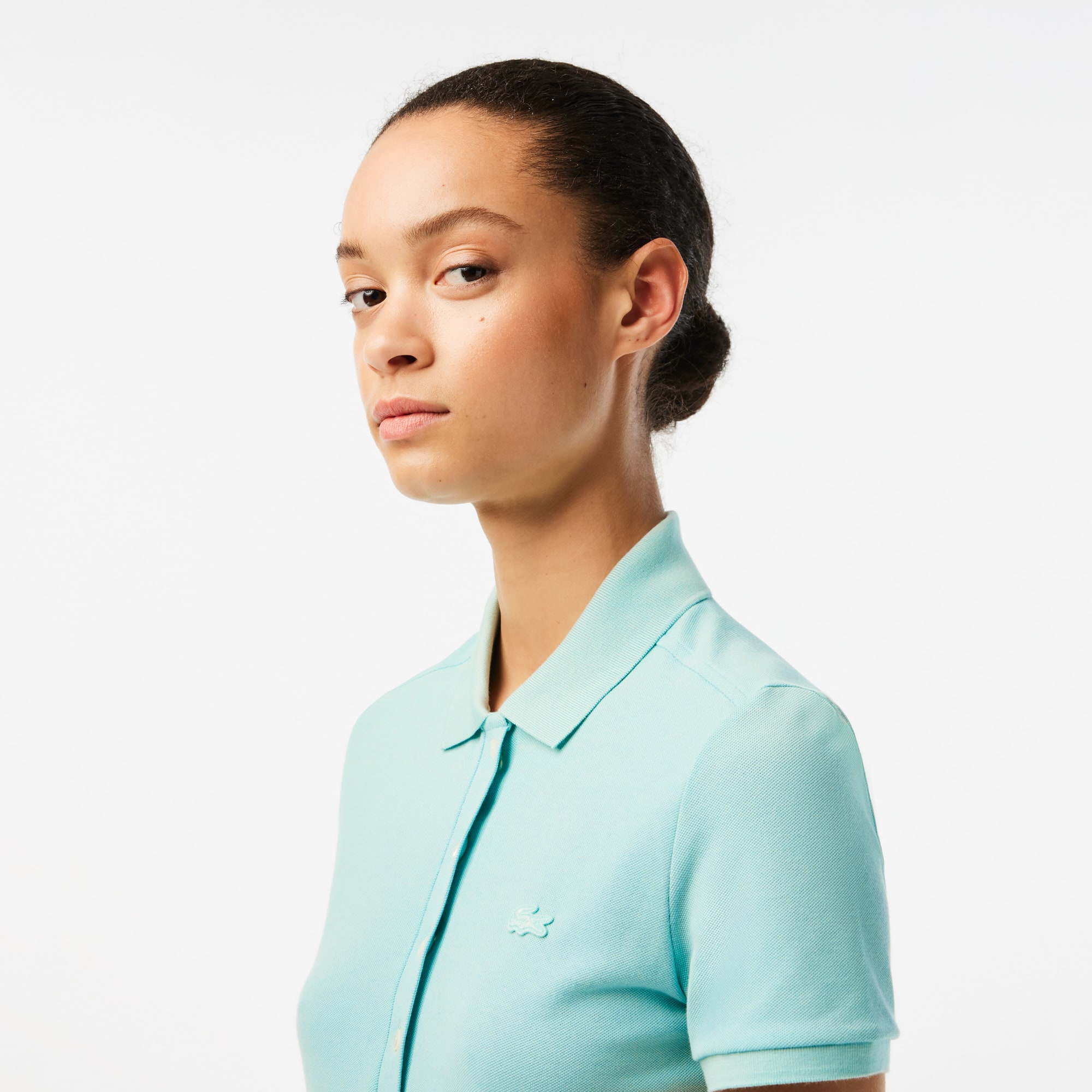 Robe polo en piqué de coton stretch Robes & Jupes - Vert - Lacoste - Femme