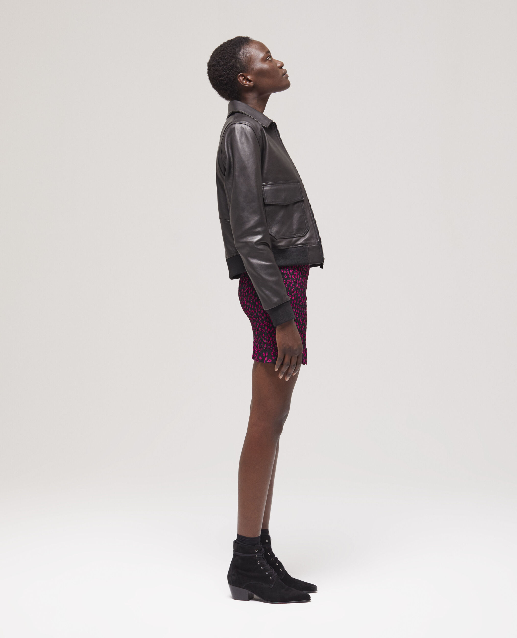 Veste en cuir noir