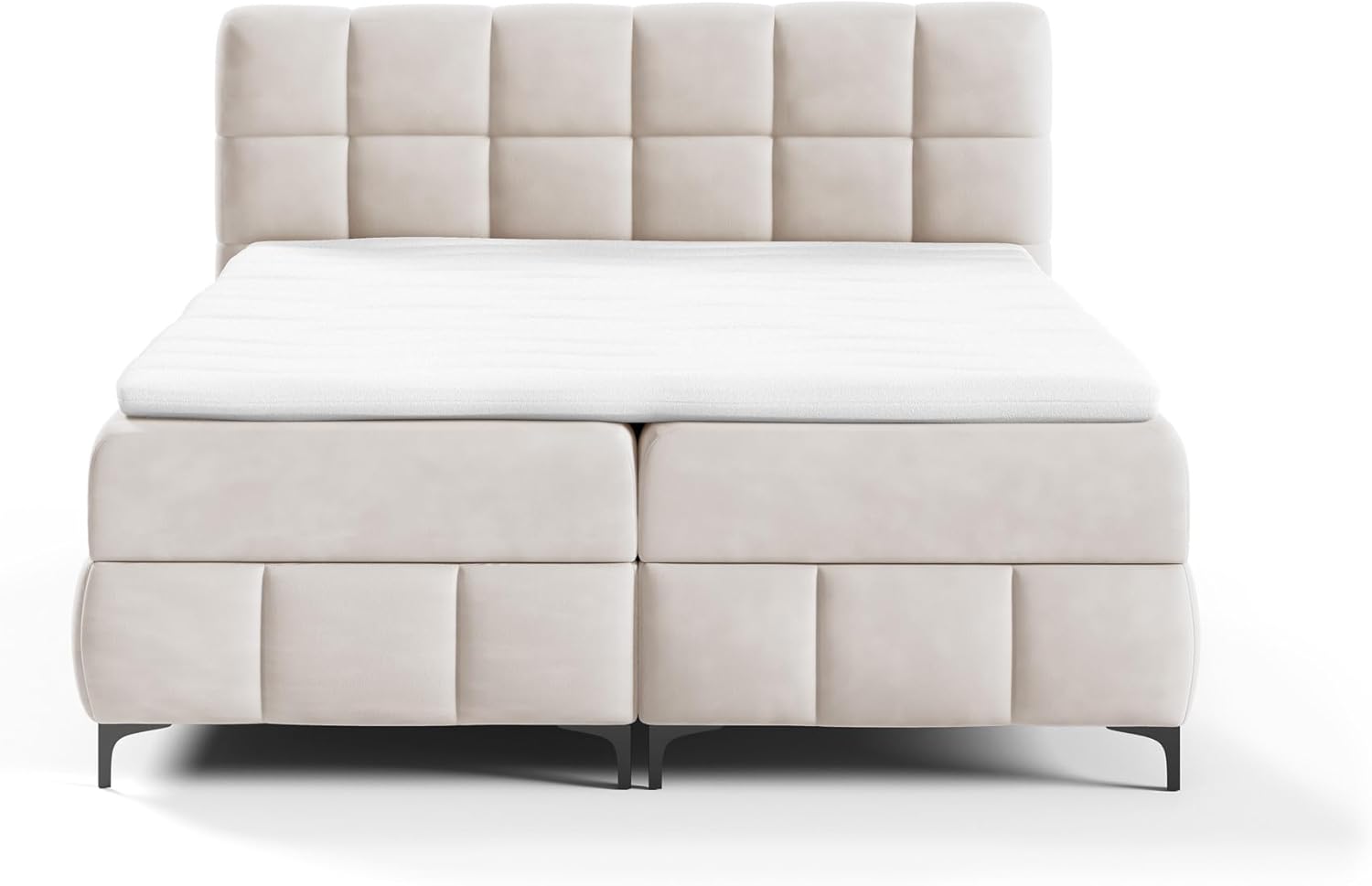 Fun Möbel Boxspringbett Schlafzimmerbett Sophie Stoff Salvador (Beige, 100x200 cm)