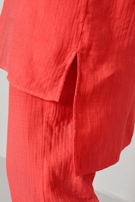 Tunika-Bluse, oversized, Musselin, überschnittene Schultern