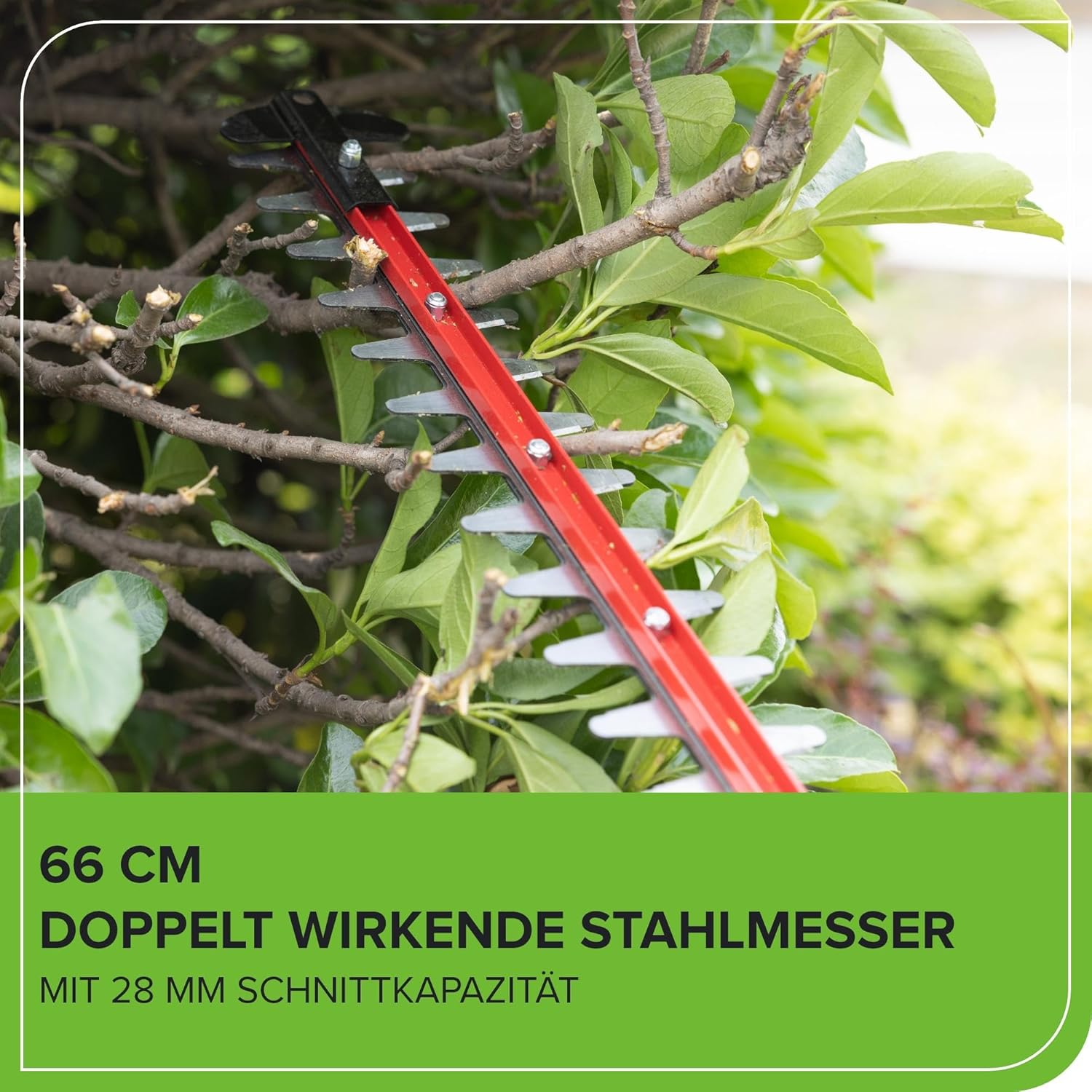Greenworks Akku Heckenschere 66cm Dual Action Klinge, bürstenloser Motor Schneidet bis zu 28 mm Dicke Äste und Stämme, 3400 SPM OHNE 40-V-Akku und Ladegerät GD40HT66