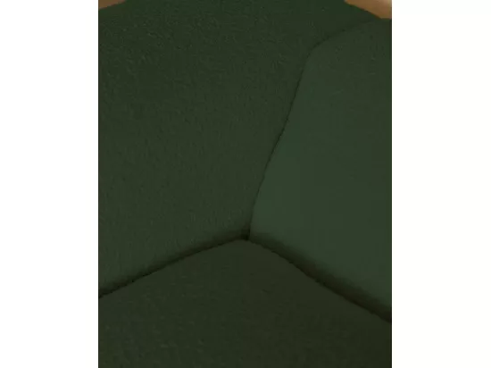 Canapé 5/6 places 3 modules avec courbe à gauche en bouclé vert