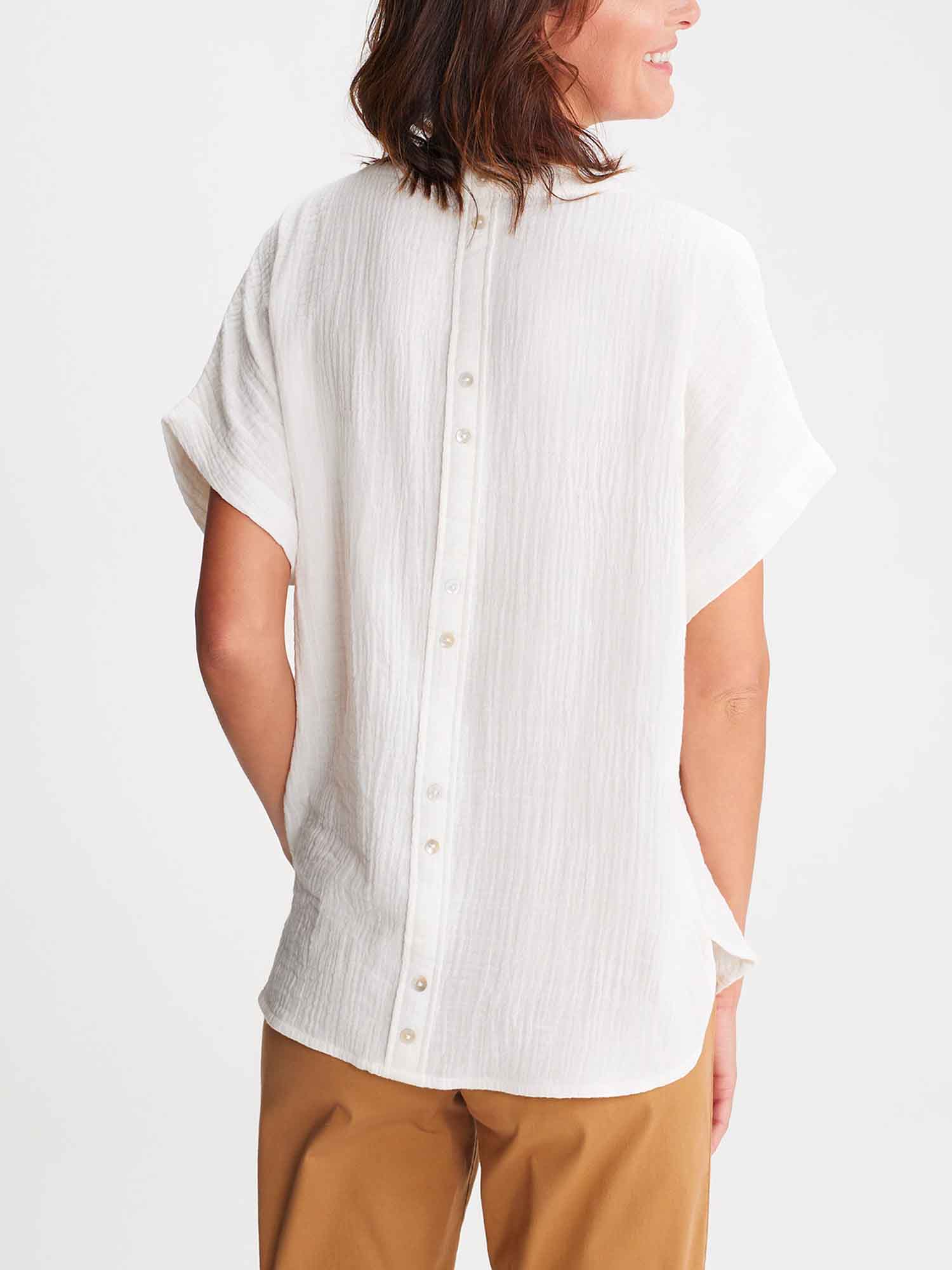 Blouse Femme Gaze de Coton Blanc