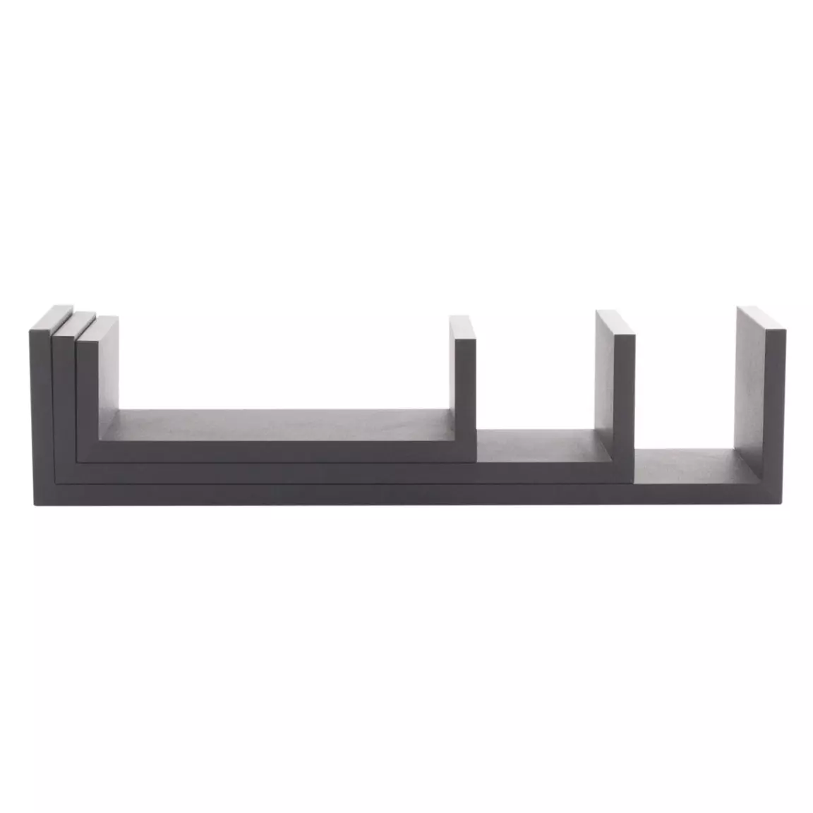 Lot de 3 étagères murales en bois (L22-32-42 cm) Bord Noir