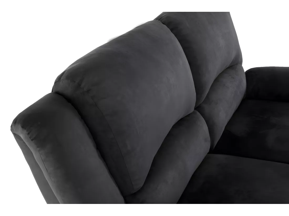 Ensemble canapé relax manuel Léo 2 places + fauteuil manuel en microfibre - Noir - Loungitude