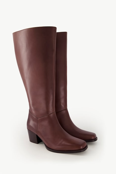 Lederstiefel, XXXL-Schaft, Elastikeinsatz, Weite H