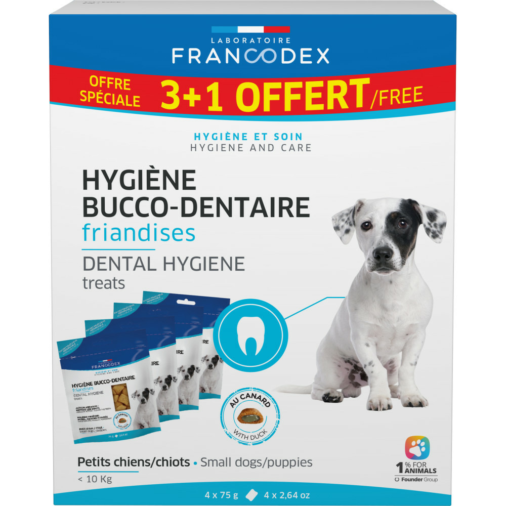 Pack friandises hygiène bucco-dentaire 4 x 75g pour chiot et petit chien mo