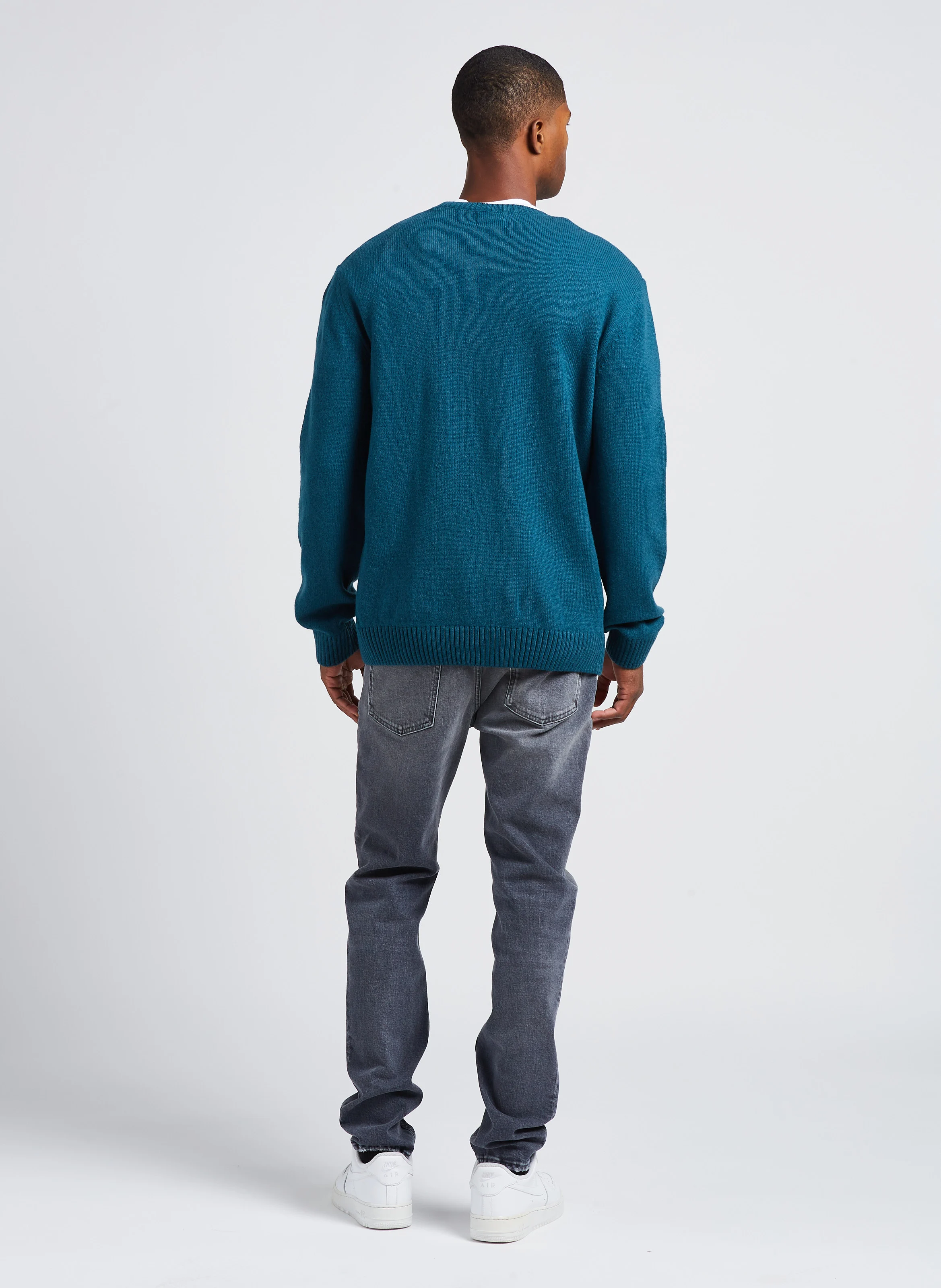 Pull col rond regular-fit en laine mérinos| Vert