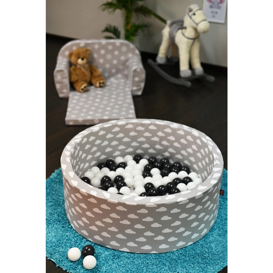knorr toys® Bällebad soft - Grey white clouds - 100 balls greycreme grau