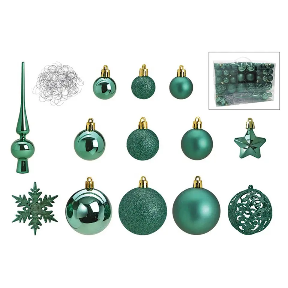 Kerstballen - 110 stuks - met piek - emerald groen - kunststof
